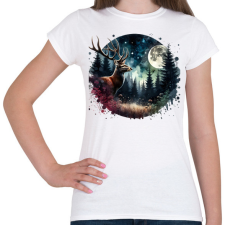 PRINTFASHION Szarvas - erdei telihold - ajándék vadászoknak - Női póló - Fehér női póló
