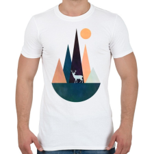 PRINTFASHION Szarvas és hegyek - Férfi póló - Fehér férfi póló