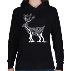 PRINTFASHION Szarvas fa - Női kapucnis pulóver - Fekete