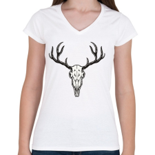 PRINTFASHION Szarvas fej  - Női V-nyakú póló - Fehér női póló