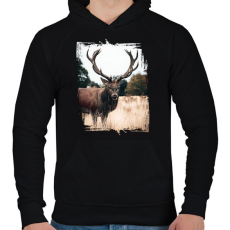 PRINTFASHION Szarvas - Férfi kapucnis pulóver - Fekete
