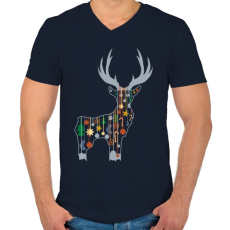 PRINTFASHION szarvas - Férfi V-nyakú póló - Sötétkék