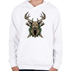 PRINTFASHION szarvas - Gyerek kapucnis pulóver - Fehér