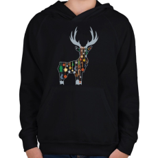 PRINTFASHION szarvas - Gyerek kapucnis pulóver - Fekete