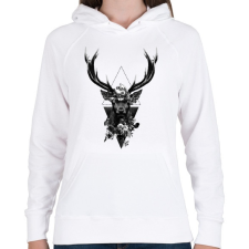 PRINTFASHION szarvas minta - Női kapucnis pulóver - Fehér női pulóver, kardigán