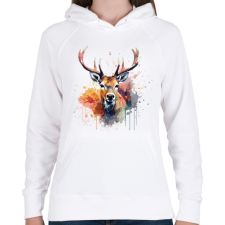 PRINTFASHION szarvas - Női kapucnis pulóver - Fehér női pulóver, kardigán