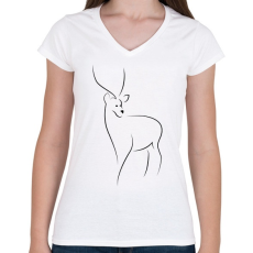 PRINTFASHION Szarvas - Női V-nyakú póló - Fehér