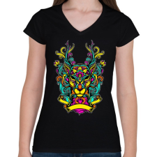 PRINTFASHION Szarvas ornamentikából - Női V-nyakú póló - Fekete női póló