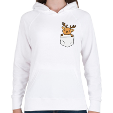 PRINTFASHION Szarvas zsebben - Női kapucnis pulóver - Fehér női pulóver, kardigán