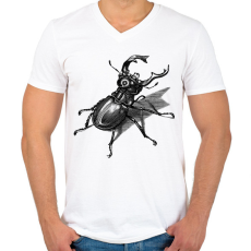 PRINTFASHION Szarvasbogár - vonalrajz - Férfi V-nyakú póló - Fehér