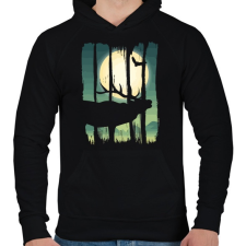 PRINTFASHION Szarvasbőgés - Férfi kapucnis pulóver - Fekete férfi pulóver, kardigán