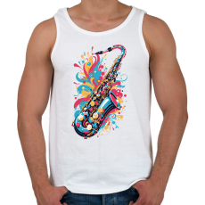 PRINTFASHION Szaxofon - Férfi atléta - Fehér