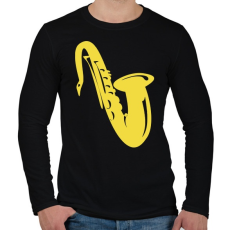 PRINTFASHION Szaxofon - Férfi hosszú ujjú póló - Fekete