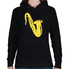 PRINTFASHION Szaxofon - Női kapucnis pulóver - Fekete