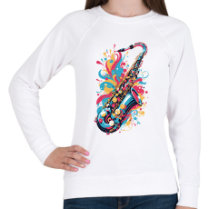 PRINTFASHION Szaxofon - Női pulóver - Fehér