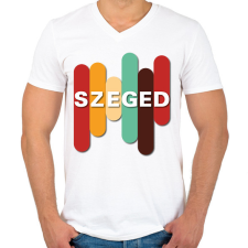 PRINTFASHION Szeged - színes - Férfi V-nyakú póló - Fehér férfi póló