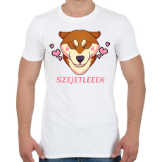 PRINTFASHION SZEJETLEEEK shiba kutyus - Férfi póló - Fehér