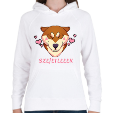 PRINTFASHION SZEJETLEEEK shiba kutyus - Női kapucnis pulóver - Fehér női pulóver, kardigán