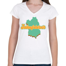 PRINTFASHION Székesfehérvár - Női V-nyakú póló - Fehér