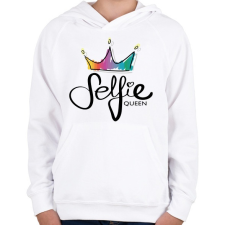 PRINTFASHION Szelfi királynő - Gyerek kapucnis pulóver - Fehér gyerek pulóver, kardigán