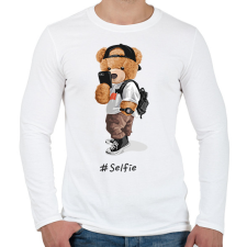PRINTFASHION Szelfi maci - Férfi hosszú ujjú póló - Fehér férfi póló
