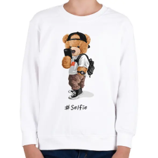 PRINTFASHION Szelfi maci - Gyerek pulóver - Fehér gyerek pulóver, kardigán