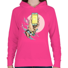 PRINTFASHION Szelfi - Női kapucnis pulóver - Fukszia női pulóver, kardigán