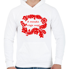 PRINTFASHION Szelíd szitkok - a macska rúgja meg - Férfi kapucnis pulóver - Fehér férfi pulóver, kardigán