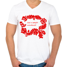 PRINTFASHION Szelíd szitkok - betyár mindenit - Férfi V-nyakú póló - Fehér