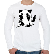 PRINTFASHION Szellem cica - Férfi hosszú ujjú póló - Fehér