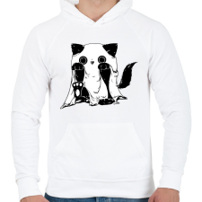 PRINTFASHION Szellem cica - Férfi kapucnis pulóver - Fehér férfi pulóver, kardigán