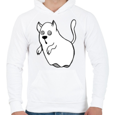 PRINTFASHION Szellem macska - Férfi kapucnis pulóver - Fehér férfi pulóver, kardigán