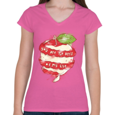 PRINTFASHION Szemem almája - Női V-nyakú póló - Rózsaszín