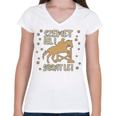 PRINTFASHION Szemet fel, sarkat le - Női V-nyakú póló - Fehér