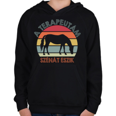 PRINTFASHION Szénát eszik - Gyerek kapucnis pulóver - Fekete