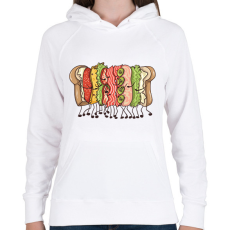 PRINTFASHION Szendvics ölelés - Női kapucnis pulóver - Fehér