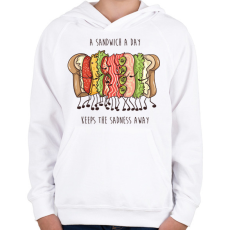 PRINTFASHION Szendvics rajongó - Gyerek kapucnis pulóver - Fehér