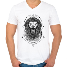 PRINTFASHION Szent oroszlán 2 - Férfi V-nyakú póló - Fehér