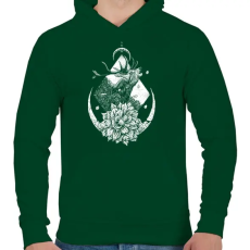 PRINTFASHION Szent szarvas - Férfi kapucnis pulóver - Sötétzöld