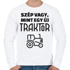 PRINTFASHION Szép vagy, mint egy új traktor - Férfi pulóver - Fehér férfi pulóver, kardigán