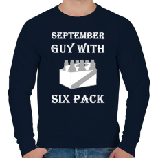 PRINTFASHION Szeptemberben született kockás hasú 2 - Férfi pulóver - Sötétkék