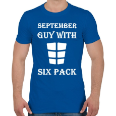 PRINTFASHION Szeptemberben született kockás hasú - Férfi póló - Királykék