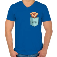 PRINTFASHION Szerelem első harapásra - Férfi V-nyakú póló - Királykék