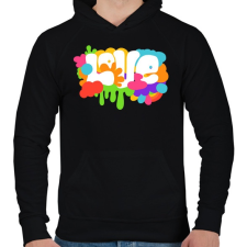 PRINTFASHION Szerelem és béke - Férfi kapucnis pulóver - Fekete férfi pulóver, kardigán