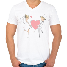 PRINTFASHION szerelem - Férfi V-nyakú póló - Fehér férfi póló