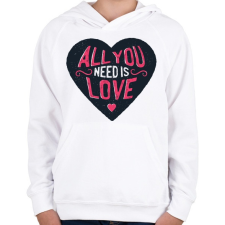 PRINTFASHION Szerelem - Gyerek kapucnis pulóver - Fehér gyerek pulóver, kardigán