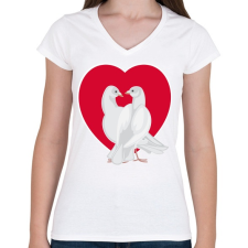 PRINTFASHION Szerelem - Női V-nyakú póló - Fehér női póló