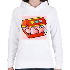 PRINTFASHION Szerelem nuggets - Női kapucnis pulóver - Fehér