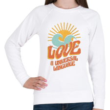 PRINTFASHION Szerelem nyelv - Love is universal  - Női pulóver - Fehér női pulóver, kardigán