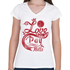 PRINTFASHION Szerelem számlára - Női V-nyakú póló - Fehér női póló